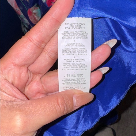 My Michelle- NWT Off the Shoulder Blue Floral Mermaid Gown Size 0 - Picture 14 of 14